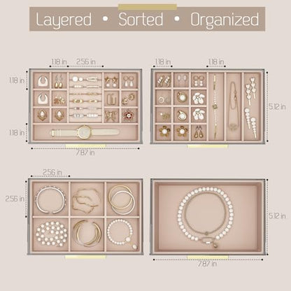 FOLLOWIN Jewelry Box for Women, 4 Drawers Jewelry Organizers and Storage
