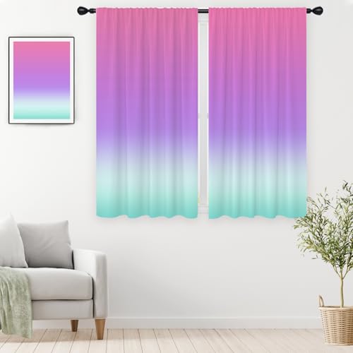 Pink Purple Curtains, Ombre, 2 Panels, 42" W x 63" L, Rod Pocket - color: Purple Pink, size: 42"W x 63"L (Pack of 2)
