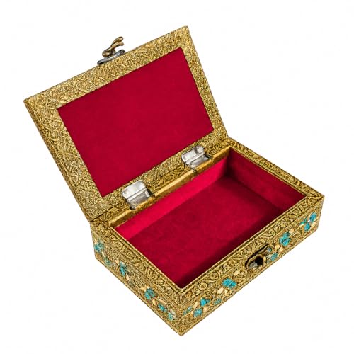 ETROVES 6 inch Jewelry Box - Handmade Portable Treasure Organiser Keepsake - color: Peacock