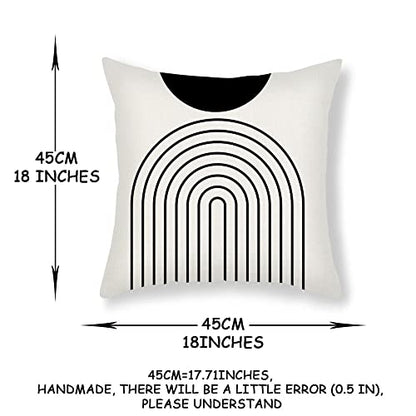 IcosaMro Boho Pillow Covers 18x18 Set of 4 Mid Century Black and White - color: Geometric Curve