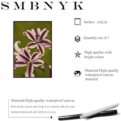 Abstract Floral Wall Art Purple Lily Canvas Wall Art 16x24 inch Unframed - color: Purple Lily Wall Art, size: 16L" x 24W"