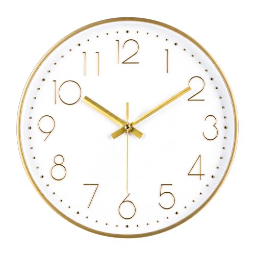 12 Inch Gold Wall Clocks Battery Operated Silent Modern Style Clock Decor - color: 1 Pack - Gold, size: 12 Inch