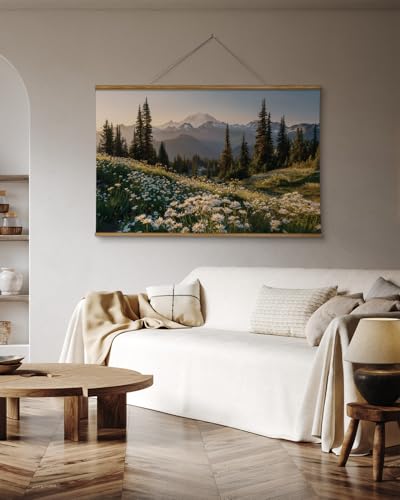 VIYYIEA Extra Large Canvas Wall Art - Mountain Scroll Painting, 36x54 Inch - color: Evening in the Mount Rainier Range