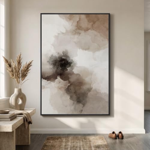 Extra Large Framed Brown Beige Abstract Wall Art for Living Room, 40x60 In - color: Brown B, size: 60"L x 40"W