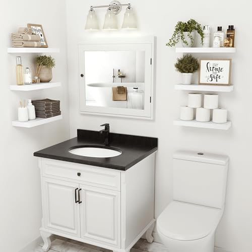 Vivelove Floating Shelves for Wall Mounted 16 inch Set of 2, White - color: White, size: 16”wx6.7”dx1.4”h