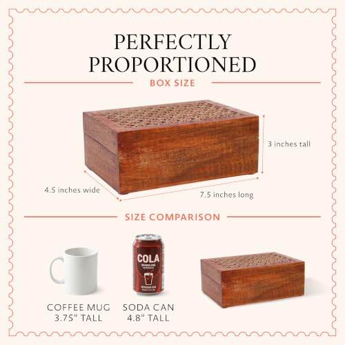 Mela Artisans Trellis Mango Wood Storage Box - Medium Polish, 7.5 in - color: Medium Polish, size: Medium