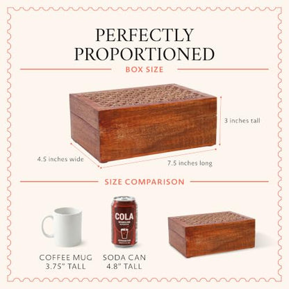 Mela Artisans Trellis Mango Wood Storage Box - Medium Polish, 7.5 in - color: Medium Polish, size: Medium