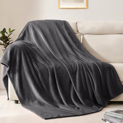 BEAUTEX Fleece Blanket Twin Size Soft Flannel Throw Lightweight Fuzzy - color: Graphite, size: Twin