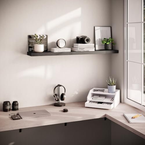 Ballucci Floating Shelf, 48" Wood Wall Shelf with Invisible Brackets for Bathroom, Living Room, Bedroom, Kitchen, Nursery, 8" Deep, Black - color: Black, size: 47.2 inches