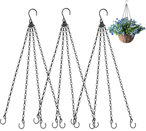 Heybe Hanging Baskets Chains 16 Inches 4 Leads Hanging Chains with S Hooks, Flower Pot Hanger Replacement Plant Hangers for Planters and Lanterns, Pack of 3 - size: 16 Inch