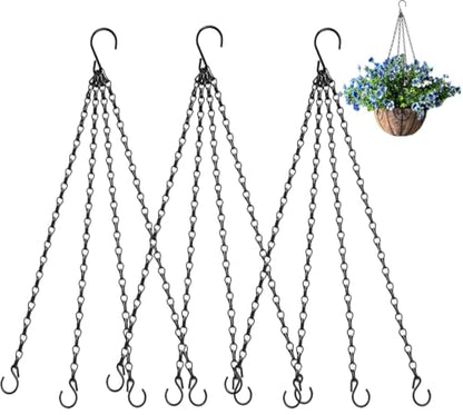 Heybe Hanging Baskets Chains 16 Inches 4 Leads Hanging Chains with S Hooks, Flower Pot Hanger Replacement Plant Hangers for Planters and Lanterns, Pack of 3 - size: 16 Inch