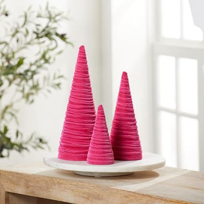 Your Heart's Content Hot Pink Velvet Trees Set of 3 (Hot Pink) - color: Hot Pink