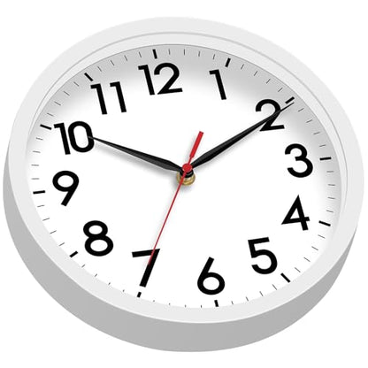 AKCISOT 8 Inch Wall Clock, Silent Battery Operated Analog Clock, White - color: C_white, size: 8 Inch