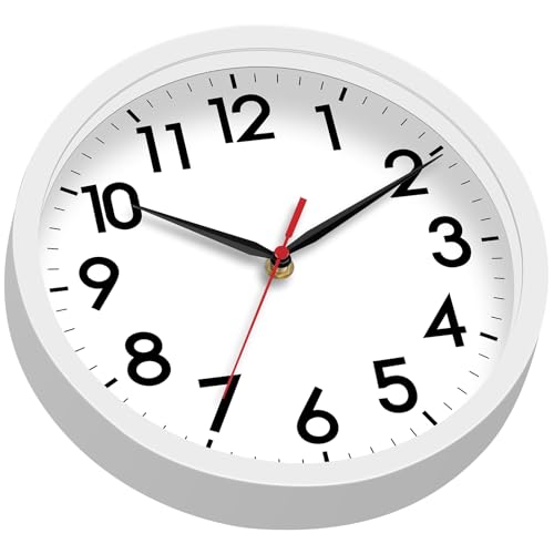 AKCISOT 8 Inch Wall Clock, Silent Battery Operated Analog Clock, White - color: C_white, size: 8 Inch