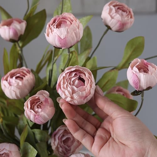 6 Pcs 27" Faux Silk Peony Artificial Flowers Stems for Vase (Blush Pink) - color: Blush Pink