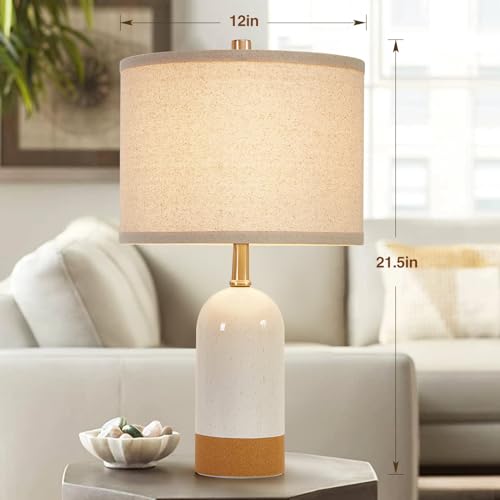 GyroVu Table Lamps Set of 2, Bedside Table Lamp for Bedroom Living Room - color: White