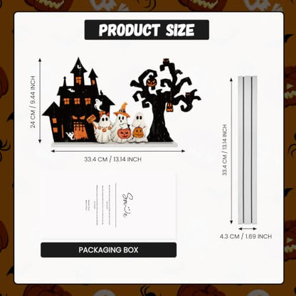 Smile Halloween Wooden Standing Decor Set Ghost Haunted House and Tree - style: Halloween Tree