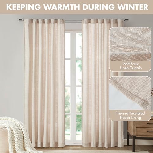 Madison Park Linen Blend Curtain, Thermal Insulated, 1 Panel 50x84 Natural - color: Rod Pocket, Solid Natural, size: 50"W x 84"L (Pack of 1)