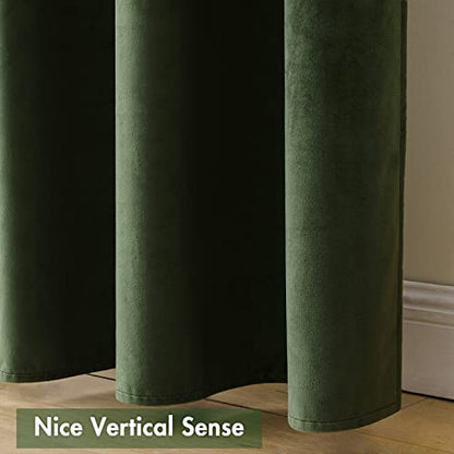 MIULEE Olive Green Blackout Velvet Curtains Drapes 72 Inch Long 52"x72" - color: Olive Green, size: 52"W x 72"L (Pack of 2)