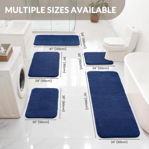 Exclusivo Mezcla Soft Absorbent Bathroom Rugs, Non-Slip Bath Mat, 17x24 - color: Navy Blue, size: 17"x24"(Rectangular)
