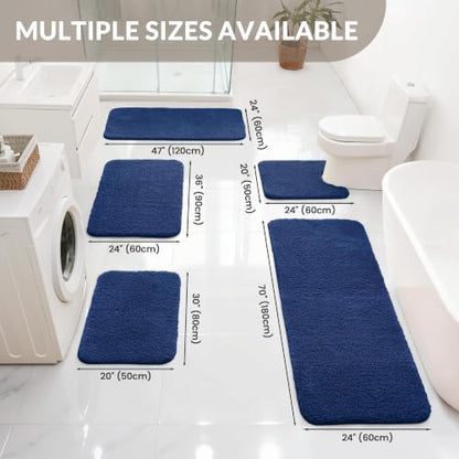 Exclusivo Mezcla Soft Absorbent Bathroom Rugs, Non-Slip Bath Mat, 24x47 - color: Navy Blue, size: 24"x47"(Rectangular)