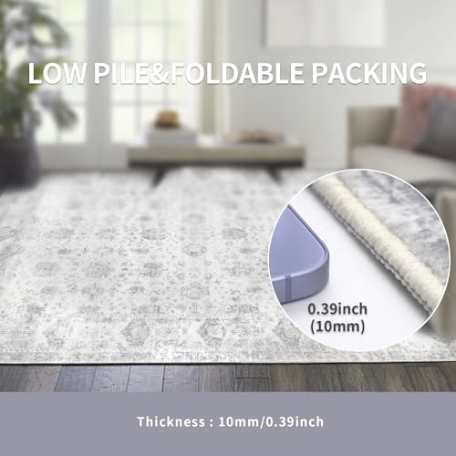 Washable 4×6 Area Rugs for Living Room Grey - color: Grey, size: 4' x 6'