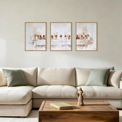KAIRNE Jesus Last Supper Christian Framed Canvas Wall Art Set-12"x16"x3 - color: Jesus Wall Art, size: 12"L x 16"W