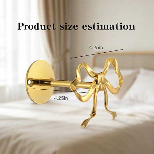 2-Piece Gold Bow Curtain Tiebacks, Metal Wall-Mounted Curtain Holdbacks, Gold Holders for Living Room, Bedroom, Office, and Home Decor