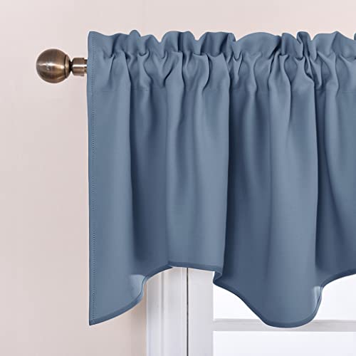 NICETOWN 2 Panels Stone Blue Kitchen Valances for Window, 42W x 18L - color: Stone Blue, size: 42"W x 18"L (Pack of 2)