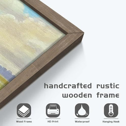 HILL WEST Countryside Stream Rustic Landscape Framed Wall Art, 24x16inch - color: Stream, size: 24"L x 16"W