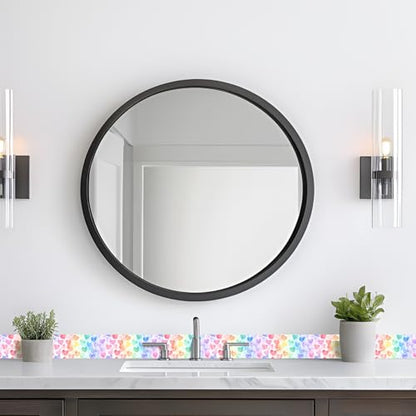 HOMETITUTE Peel and Stick Wallpaper Border 4x196in Rainbow Heart Pattern - color: Rainbow