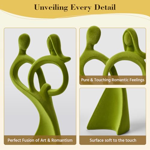 Romantic Couple Statue with Soft Flocked Finish, Green - color: Couple02-green