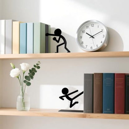 Metal Bookends Martial Arts People Book Ends for Shelves - color: Black - 1 Pair Martial Arts People