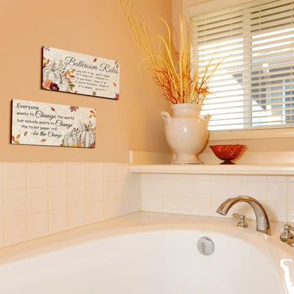 Jetec 2 Pcs Fall Decor for Bathroom Fall Decorations Autumn Rustic Decor - style: Fall Style