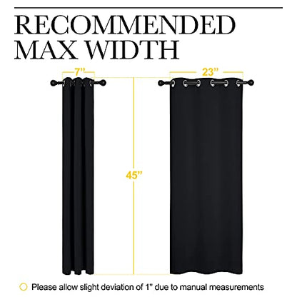 NICETOWN Black Blackout Curtains for Living Room 29" w x 45" L 2 Panels - color: Black, size: 29"W x 45"L (Pack of 2)