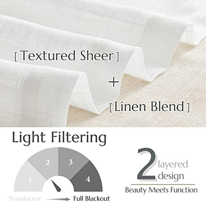 jinchan Kitchen Valance Curtain Double Layers, 50x16, 1 Panel, White - color: Double Layer | White, size: 50"W x 16"L (Pack of 1)