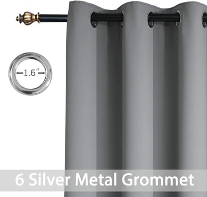 Yakamok Grey Room Darkening Curtains 42x72 inch Gray Grommet-Living Room - color: Grey, size: 42"W x 72"L (Pack of 2)
