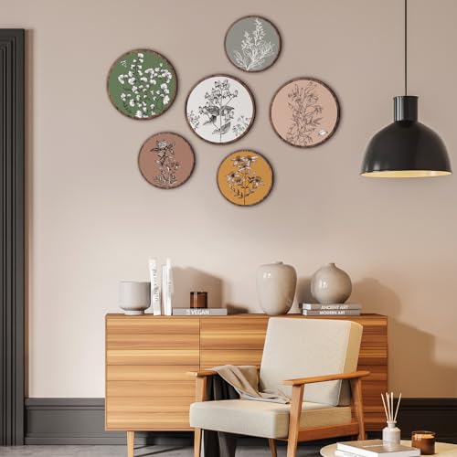 Barydat 6 Pcs Boho Wooden Plant Wall Art Decor,Retro,8 Inch, 10 Inch - color: Retro