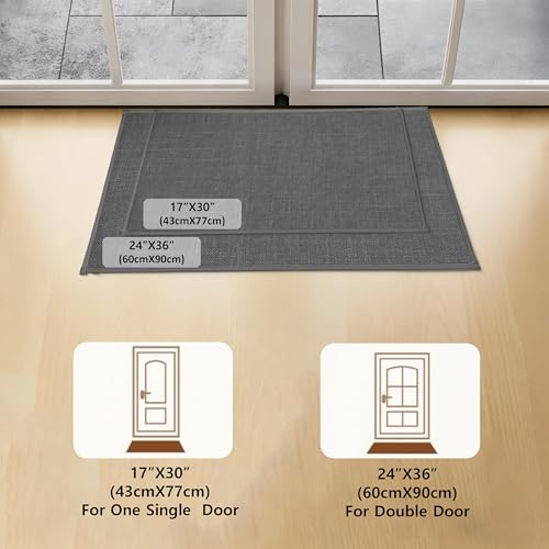 Ultra Thin Indoor Door Mat, 30"x17" Modern Geometric Low Profile Non-Slip with Rubber Backing, Dirt Trapper Washable Entry Rug for Front Door, Entryway, Patio, Gray - color: Dark Gray, size: 1'5" x 2'6" (Rectangular)