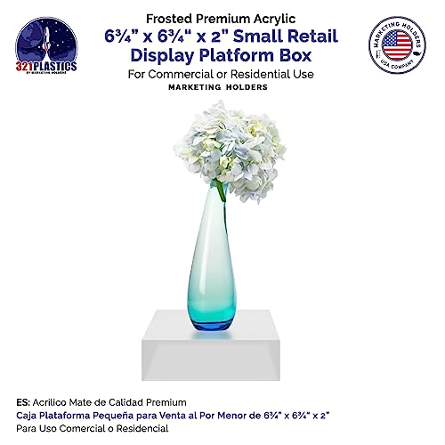 Marketing Holders Acrylic Display Box Countertop Showcase Bin 6.75" x 6.75" x 2" Frosted Lucite Merchandise Storage with Open Bottom Square Flippable Cubby No Lid for Retail Stores and Expos - size: 6.75" x 6.75" x 2" Frosted