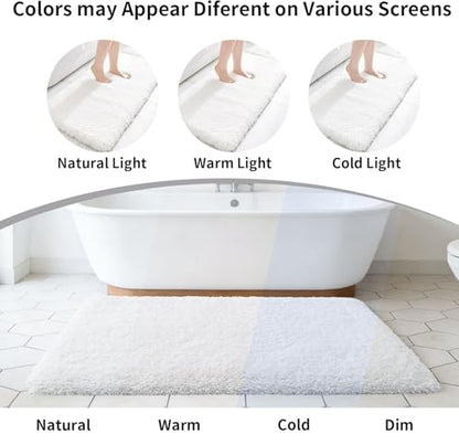 Disolla White Bathroom Rugs 20x32, Microfiber Non-Slip Plush Thick Bath Mat - color: White, size: 1'8" x 2'8" (20''x32'' Bathroom Rug)