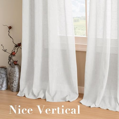 H.VERSAILTEX White Linen Sheer Curtains 120" 2 Panels Grommet - color: White, size: 52"W x 120"L (Pack of 2)
