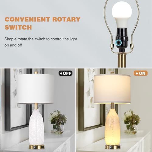 Rinweey 26" Modern Clear Glass Table Lamps Set of 2,Nightstand Lamp with USB A+C Ports & AC Outlet,Bedside Lamps with 3-Way Dimmable Touch Control Night Light for Bedroom Living Room(Bulbs Included) - color: White