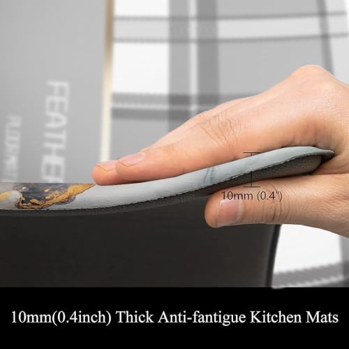 Mrcrypos 2 Pieces Luxury Black and Gold Marble Kitchen Mats PVC Leather - color: Black Marble, size: 17" W x 29" L + 17" W x 47" L