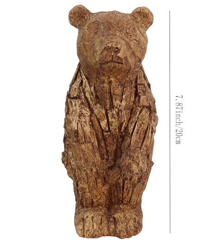 Hymmah Brown Bear Statue Home Decor Statue Rustic Home Decorations for Living Room, Boho Sculpture Resin Animal Collectible Figurines for Indoor Decor (S-Brown) - style: S-brown