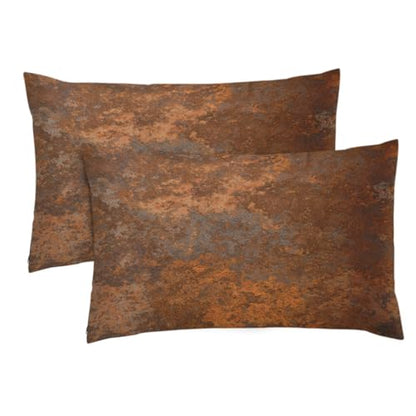 Emvency Throw Pillow Covers Set of 2, 12 x 20 Inch, Rustic Rusty Metal | Copper Brown Outdoor Decorative Square Pillow Cases Couch Cushion Case for Couch Bed Sofa Living Room Home Decor - size: 20" x 12" (Pack of 2)