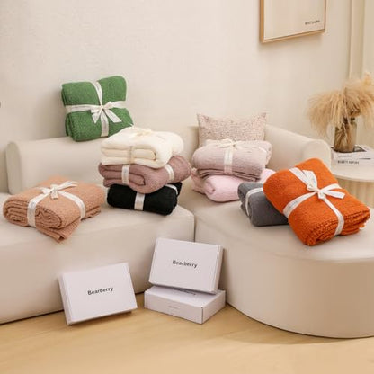 bearberry Knit Throw Blanket 53x71 Beige Super Soft Plush for Couch - color: Beige, size: Throw XL(53″x71″)