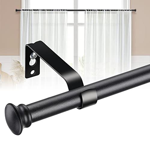 Curtain Rods for Windows 48 to 93” - 5/8 Inch Heavy Duty Metal Curtain Rods Set - Rustic Decorative Drapery Rods with Brackets for Farmhouse,Bedroom,Sliding Glass Door - Matte Black - color: Matte Black, size: 48-93" (1 Pack)
