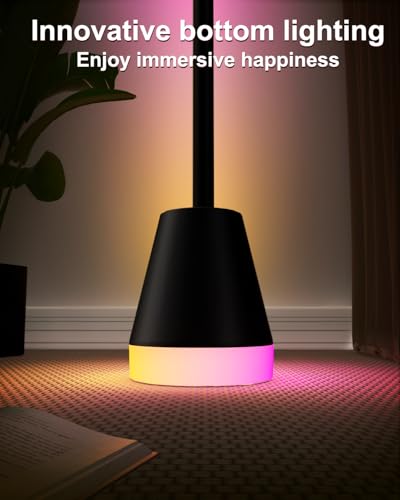 Keepsmile Smart RGB LED Corner Floor Lamp,Bright Tall Standing Lamps with APP and Remote,Modern Floor Lamp with Music Sync and 16 Million Colors, Ambient Lighting for Living Room Matte Black 2 Pack - color: Matte Black