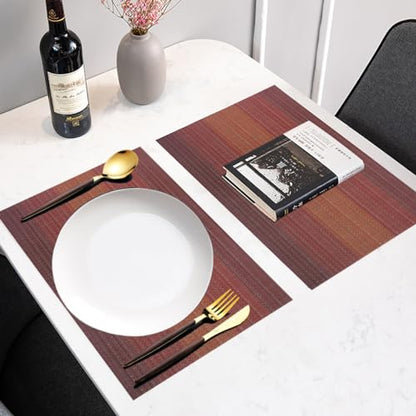 PIGCHCY 72 inches Table Runner,Table Centerpiece, Heat Resistant Vinyl Woven Washable Table Mats Sets (Scarlet Red) - color: Gradient: Red Scarlet, size: 1 Table Runner